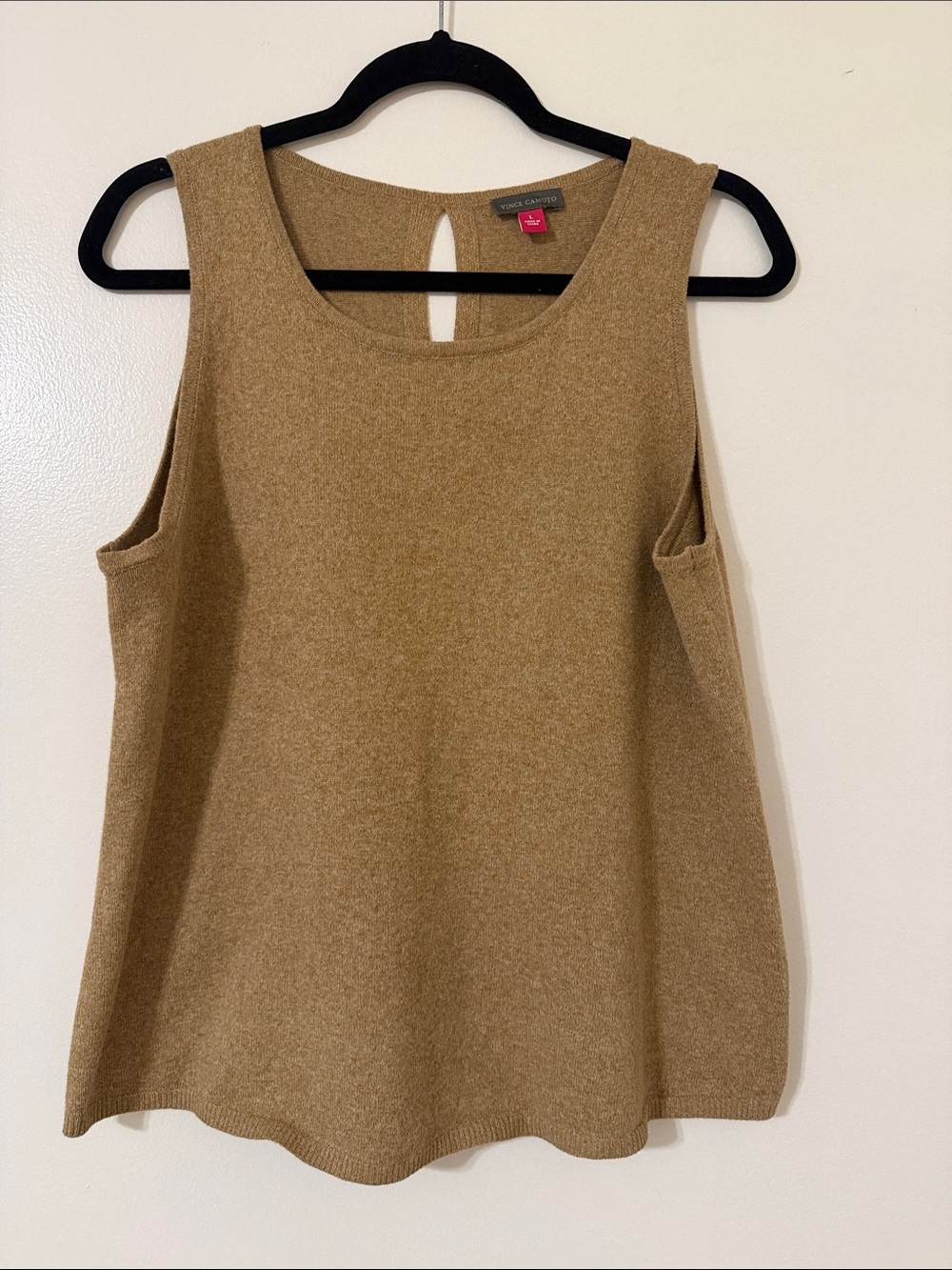 Vince Camuto Camel Knit Scoop Neck Sleeveless Tank